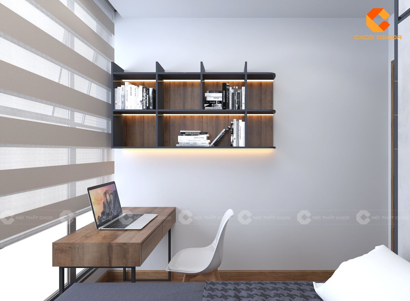 Một góc làm việc được bố trí ngay trong phòng ngủ