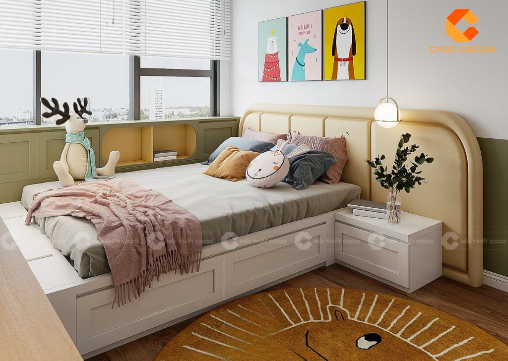 Giường ngủ gỗ MDF có hộc kéo tối ưu lưu trữ