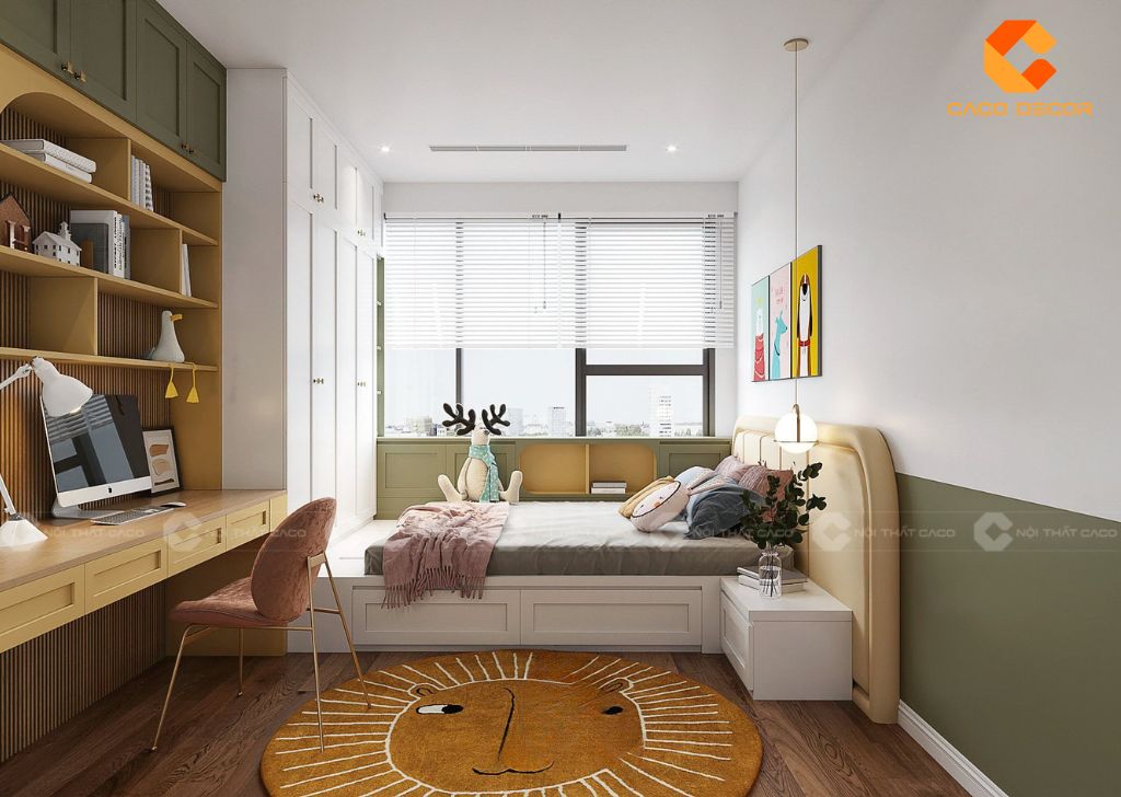 Combo phòng ngủ trẻ em PNTE080 thiết kế màu sắc hiện đại