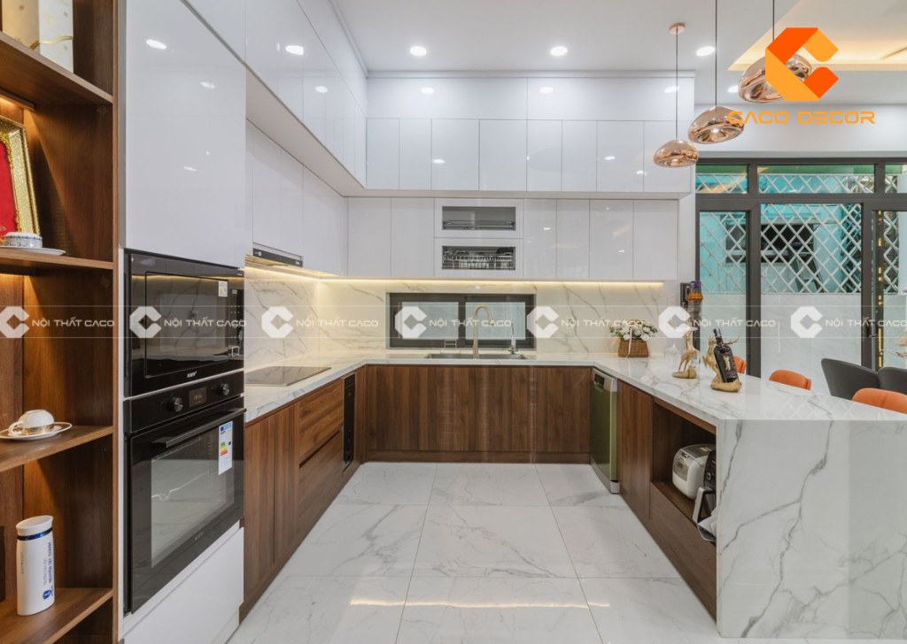 Mẫu bếp chữ u đẹp được sản xuất bởi nội thất CaCo mã SP03