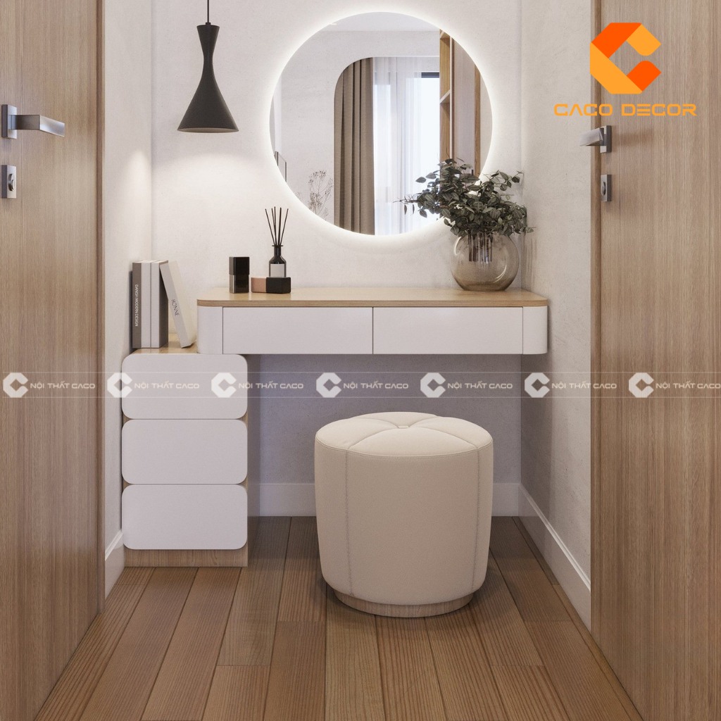 Bàn trang điểm gỗ công nghiệp đẹp sẽ là tâm điểm của mọi phòng ngủ