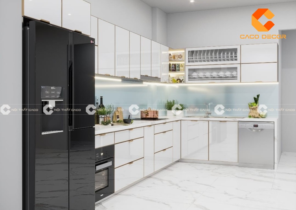 Mẫu tủ bếp L được thực hiện bởi CaCo mã SP06