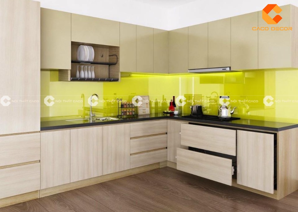 Mẫu tủ bếp L được thực hiện bởi CaCo mã SP05