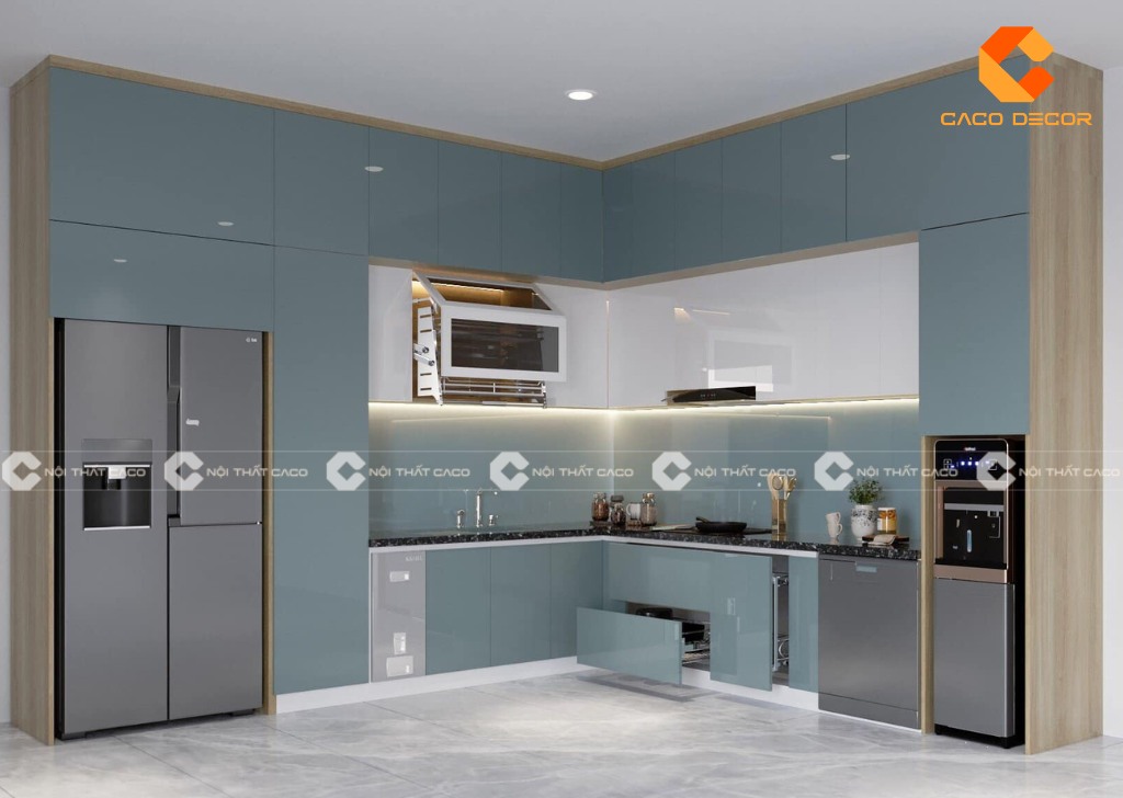 Mẫu tủ bếp L được thực hiện bởi CaCo mã SP01