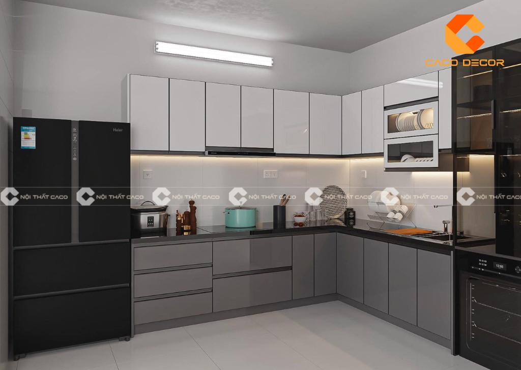 Mẫu tủ bếp L được thực hiện bởi CaCo mã SP10