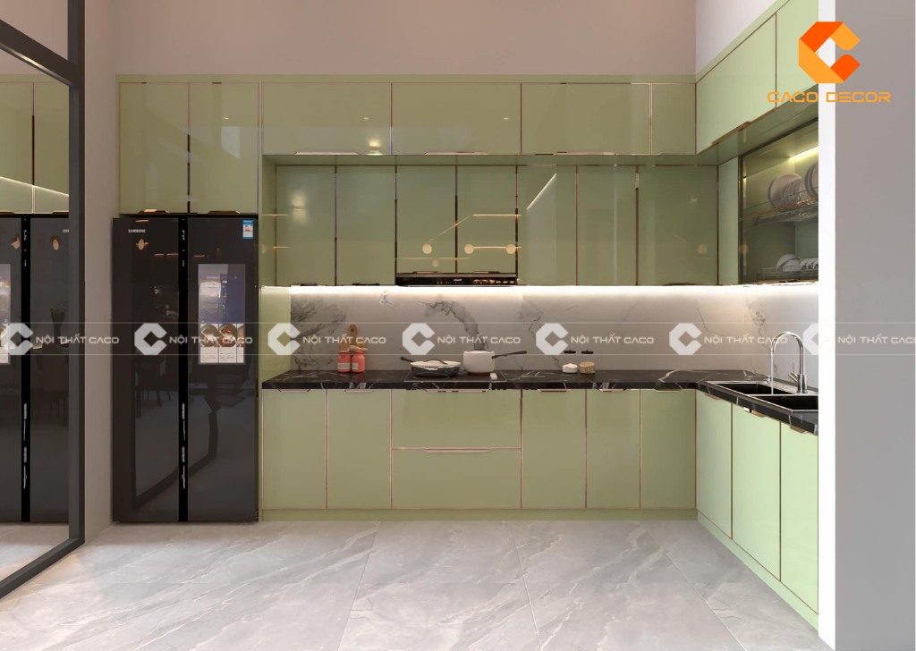 Mẫu tủ bếp L được thực hiện bởi CaCo mã SP07