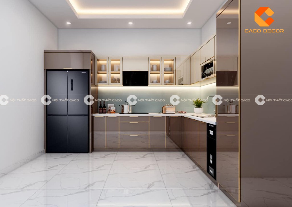 Mẫu tủ bếp L được thực hiện bởi CaCo mã SP03