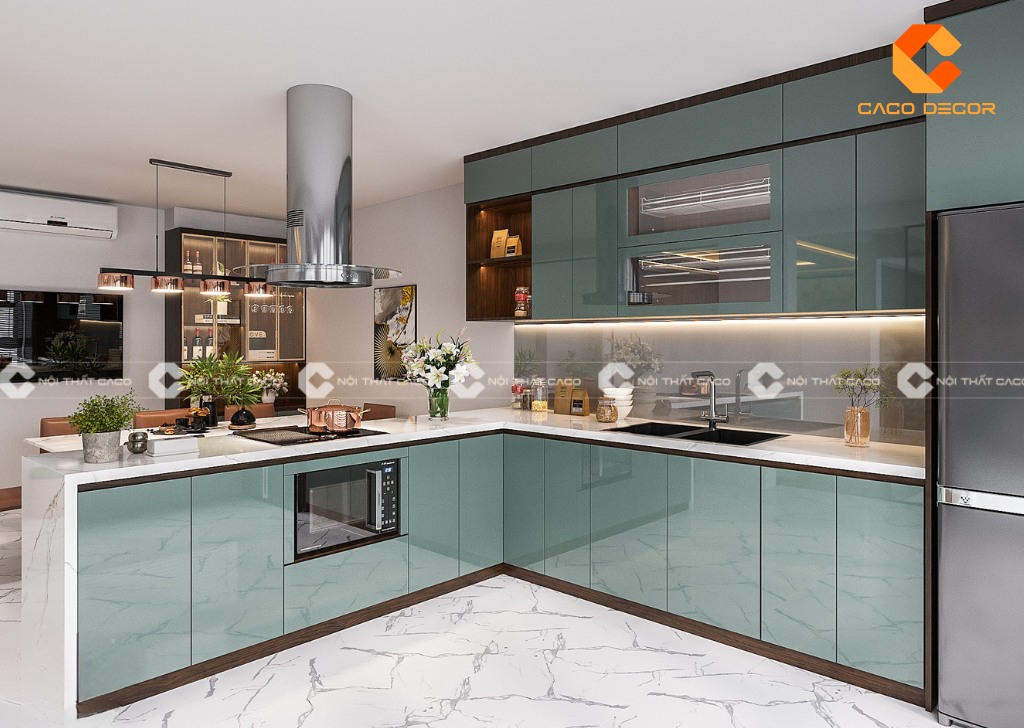 Mẫu tủ bếp L được thực hiện bởi CaCo mã SP04