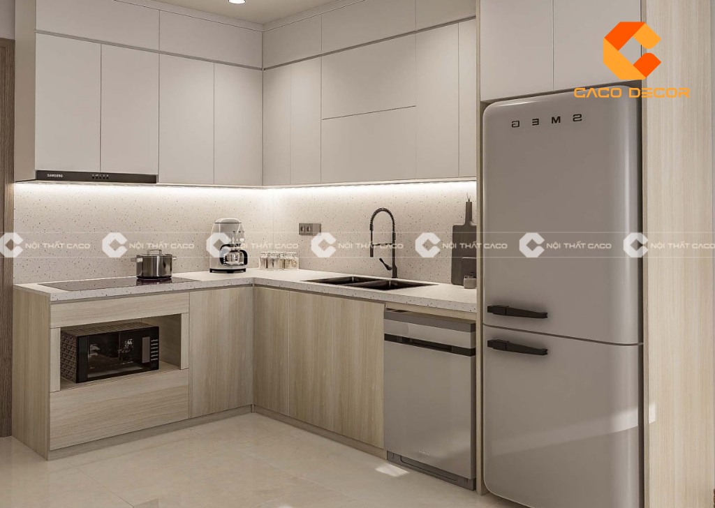 Mẫu tủ bếp L được thực hiện bởi CaCo mã SP11