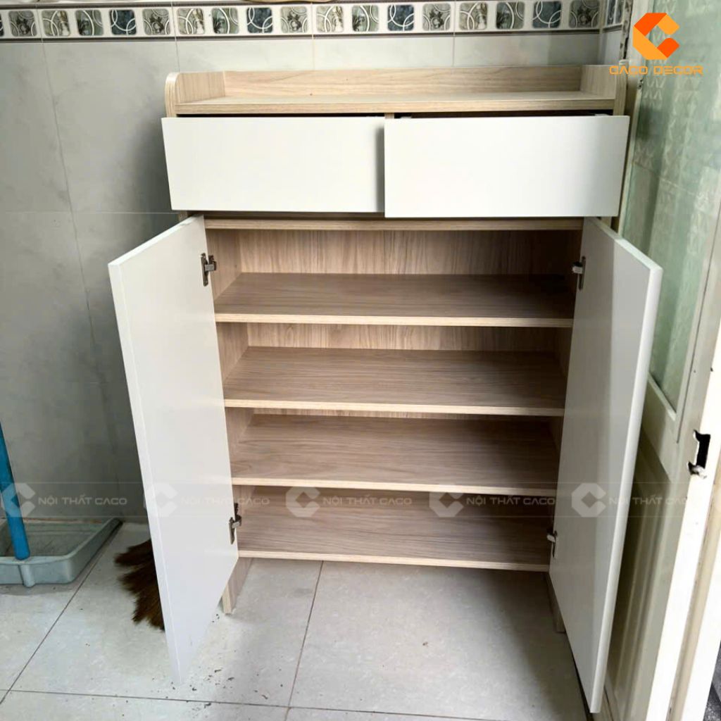 Tủ giày với nhiều ngăn kéo rộng rãi thoải mái lưu trữ