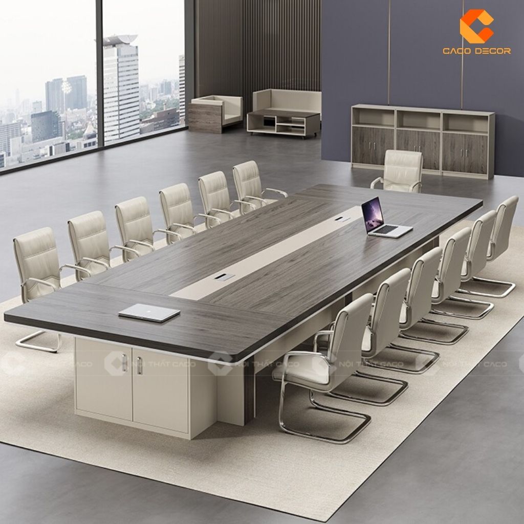 Bàn Họp Gỗ Công Nghiệp BH013 Màu Xám Phối Kem Hiện Đại 1