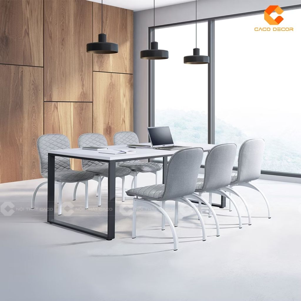 Bàn Họp Gỗ Công Nghiệp BH07 Chân Sắt Mặt Gỗ 2