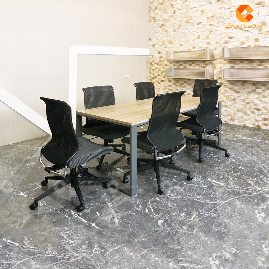 Bàn Họp Gỗ Công Nghiệp BH07 Chân Sắt Mặt Gỗ 4