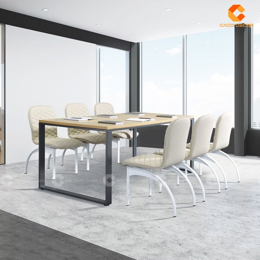 Bàn Họp Gỗ Công Nghiệp BH07 Chân Sắt Mặt Gỗ 5