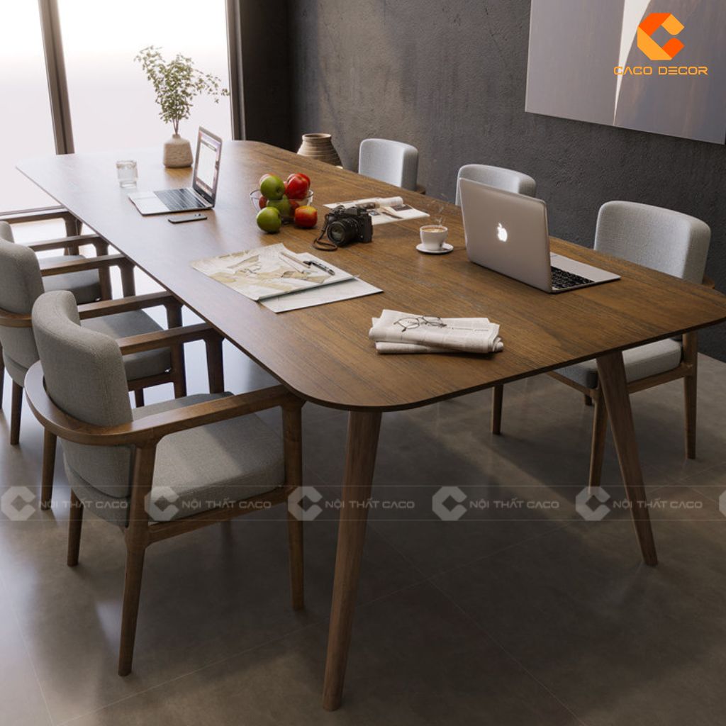 Bàn phòng họp BH01 màu gỗ sồi nâu trầm sang trọng