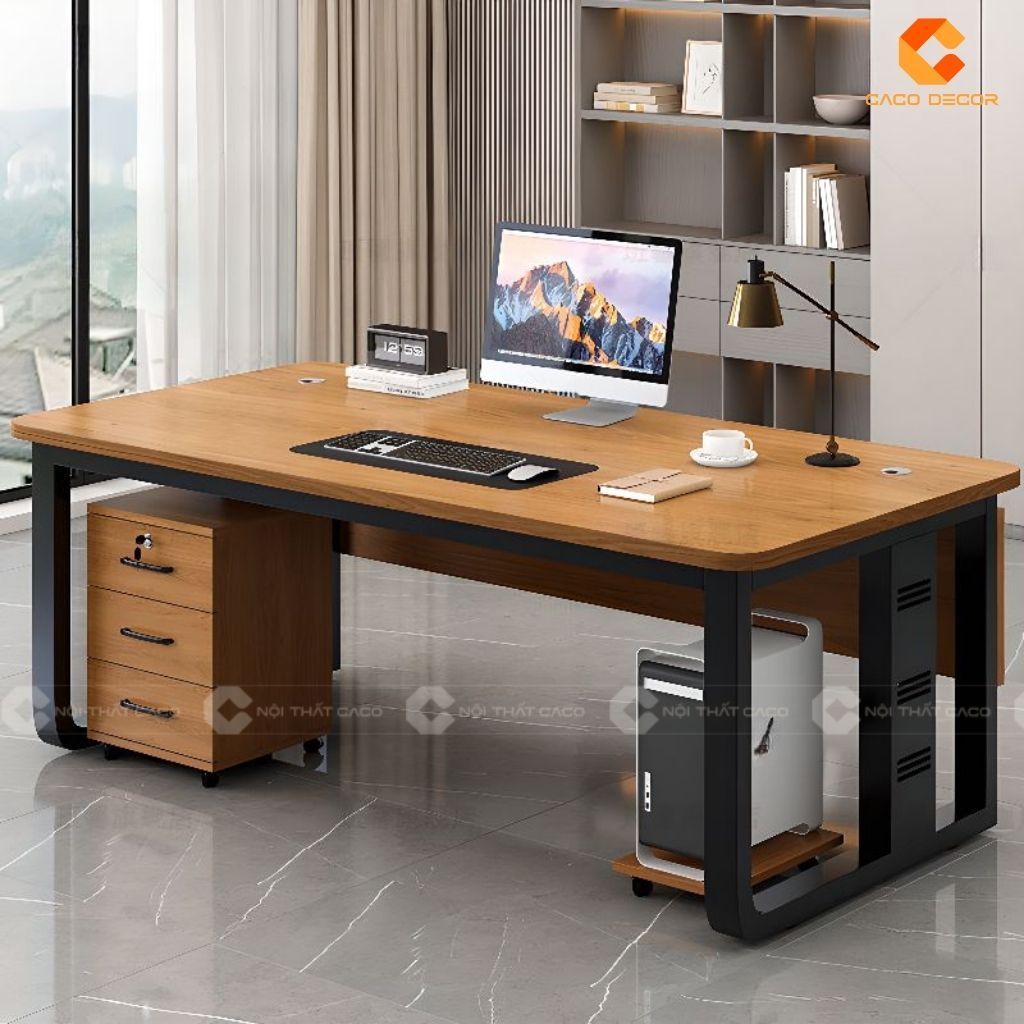 Bàn Làm Việc Giám Đốc BGD014 Chân Sắt Mặt Gỗ 1