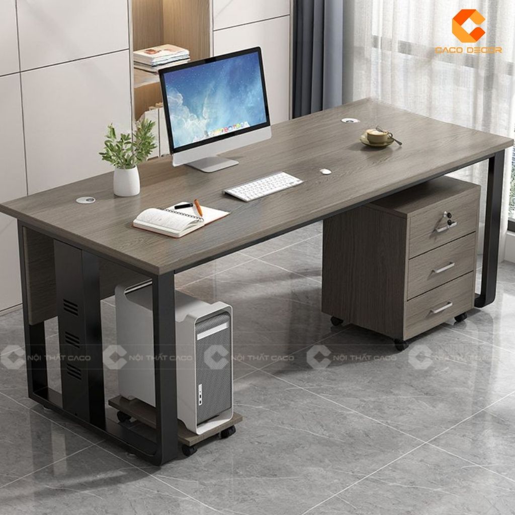 Bàn Làm Việc Giám Đốc BGD014 Chân Sắt Mặt Gỗ 2