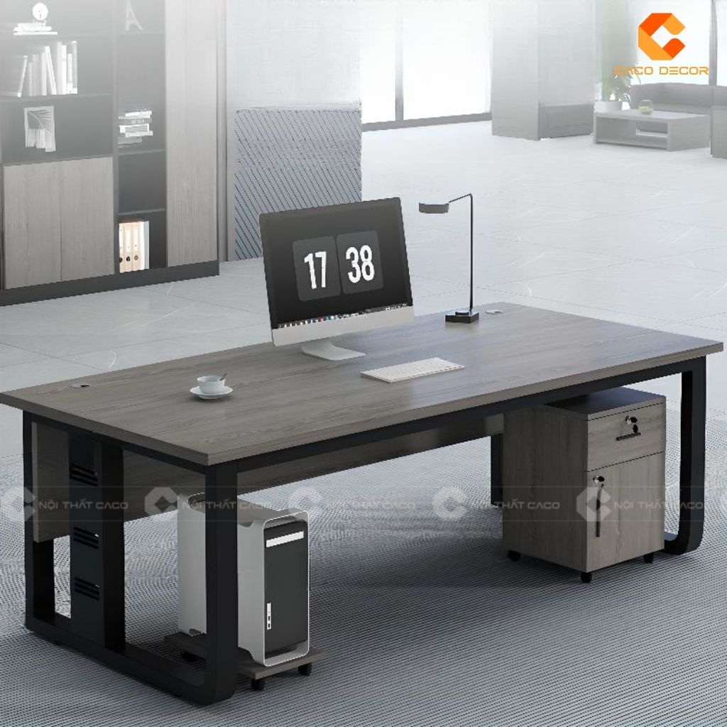 Bàn Làm Việc Giám Đốc BGD014 Chân Sắt Mặt Gỗ 3