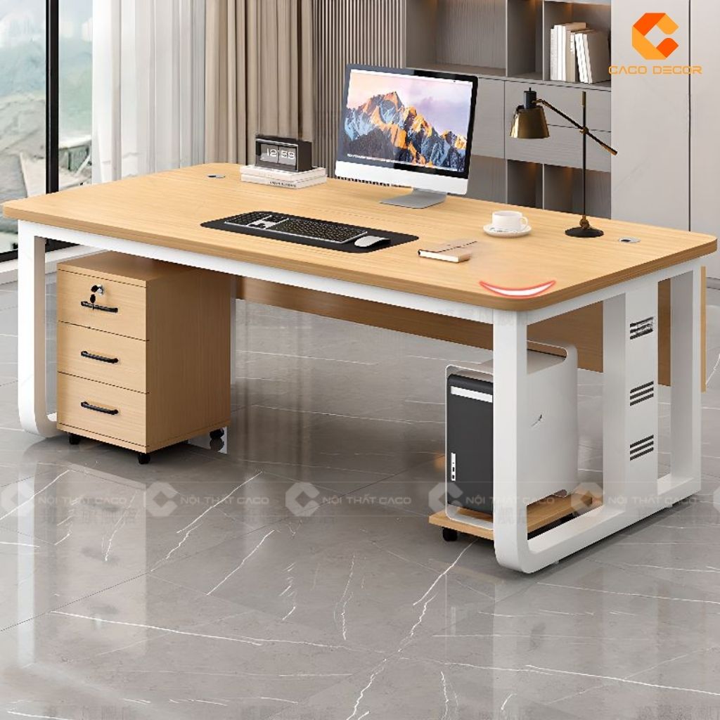 Bàn Làm Việc Giám Đốc BGD014 Chân Sắt Mặt Gỗ 4