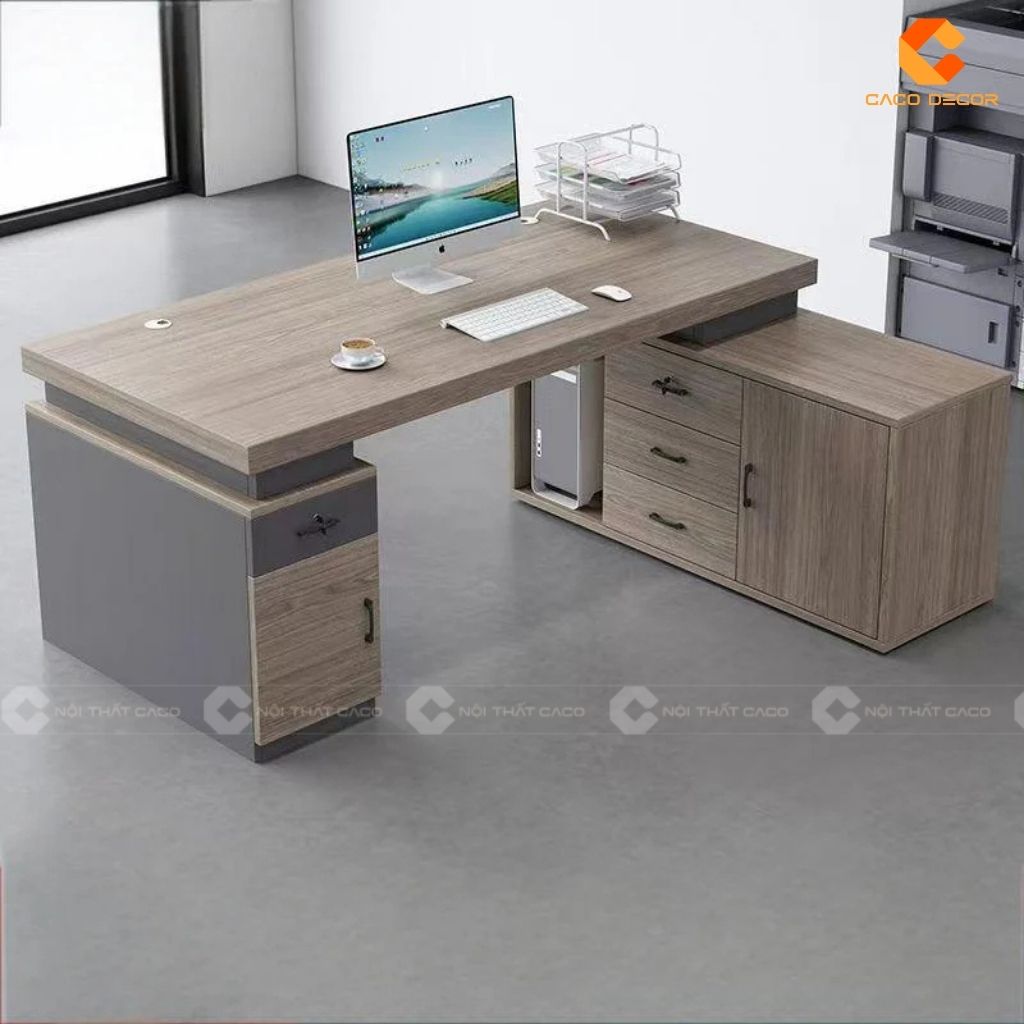 Bàn Làm Việc Giám Đốc BGD015 Chữ L Có Tủ Phụ Đa Năng 4
