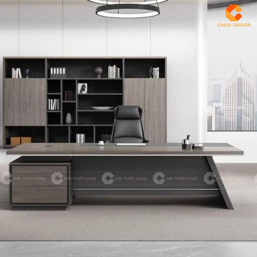 Bàn Làm Việc Giám Đốc BGD019 Gỗ MDF Màu Xám Khói Sang Trọng 4
