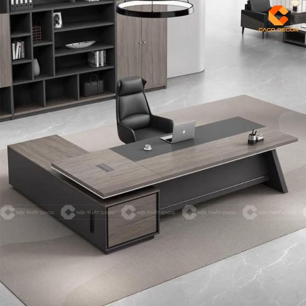 Bàn Làm Việc Giám Đốc BGD019 Gỗ MDF Màu Xám Khói Sang Trọng 1
