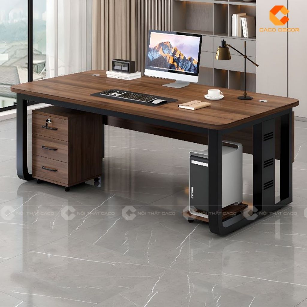 Bàn Làm Việc Giám Đốc BGD020 Mặt Gỗ Chân Sắt 1