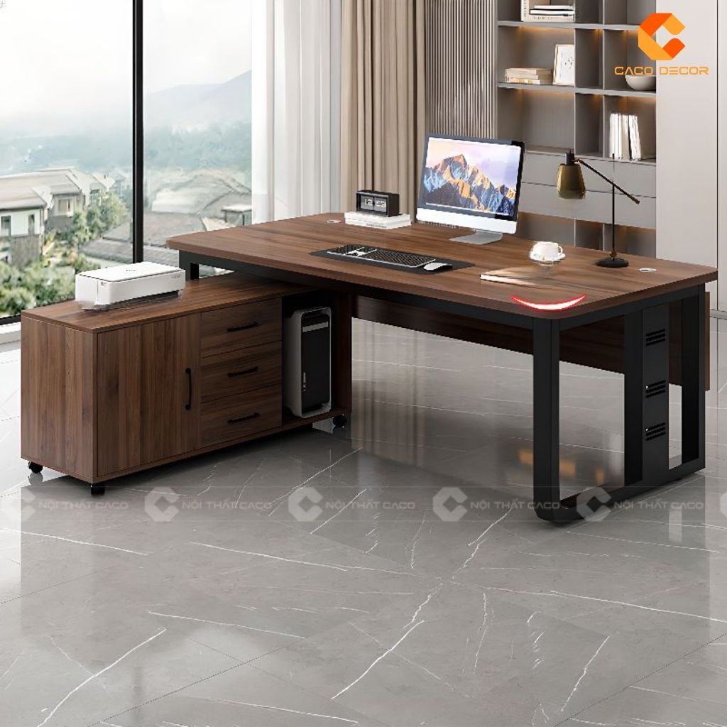 Bàn Làm Việc Giám Đốc BGD020 Mặt Gỗ Chân Sắt 2