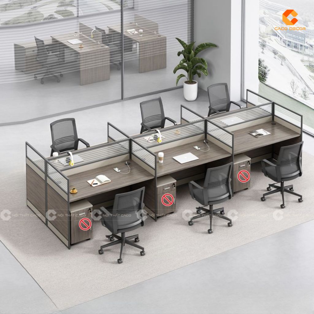 Bàn làm việc nhân viên BLVNV21 gỗ công nghiệp MDF bền