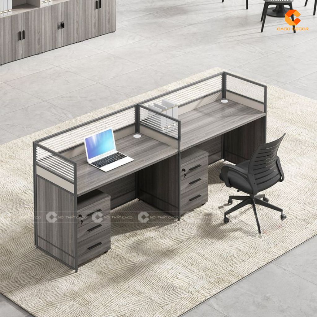 Bàn Làm Việc Nhân Viên BLVNV25 Màu Vân Gỗ Xám 1