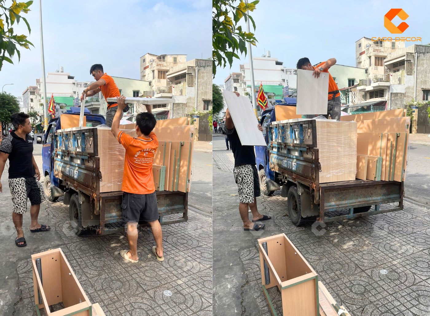 Bốc hàng lên xe chuẩn bị lắp đặt và bàn giao tại văn phòng