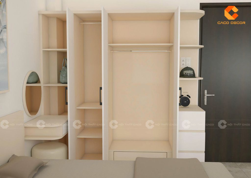 Combo Phòng Ngủ Gỗ Công Nghiệp CBPN175 Màu Kem Phối Trắng 4