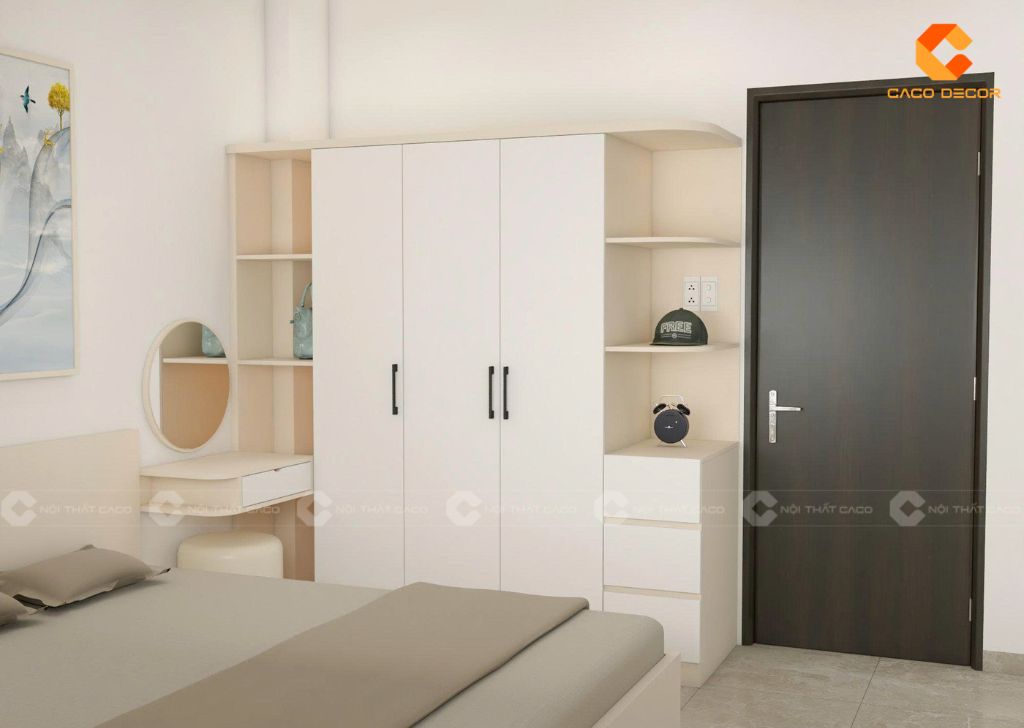 Combo Phòng Ngủ Gỗ Công Nghiệp CBPN175 Màu Kem Phối Trắng 6