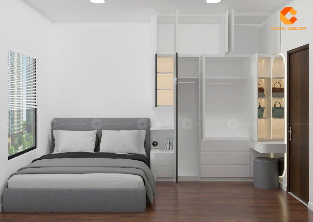 Combo Phòng Ngủ Gỗ Công Nghiệp CBPN180 Màu Trắng Hiện Đại 2