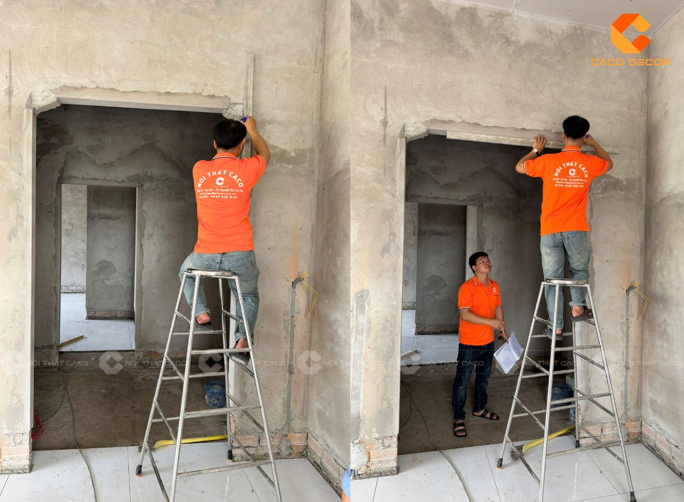 Đội kỹ thuật khảo sát và đo đạc trực tiếp công trình nhà phố