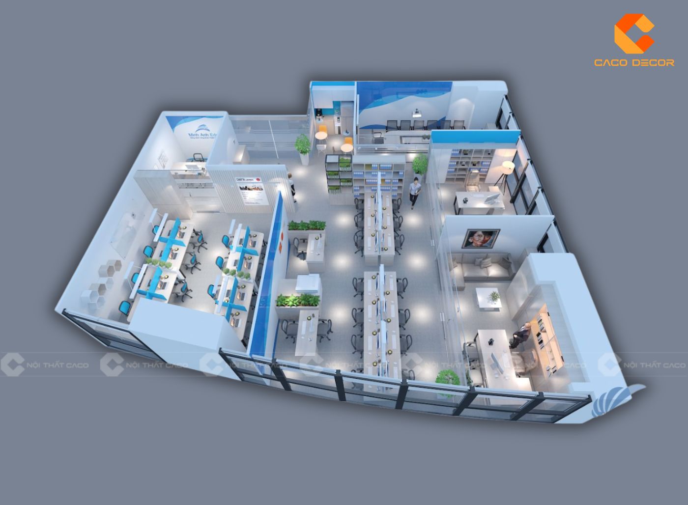 Mẫu thiết kế 3D nội thất văn phòng do CaCo thực hiện
