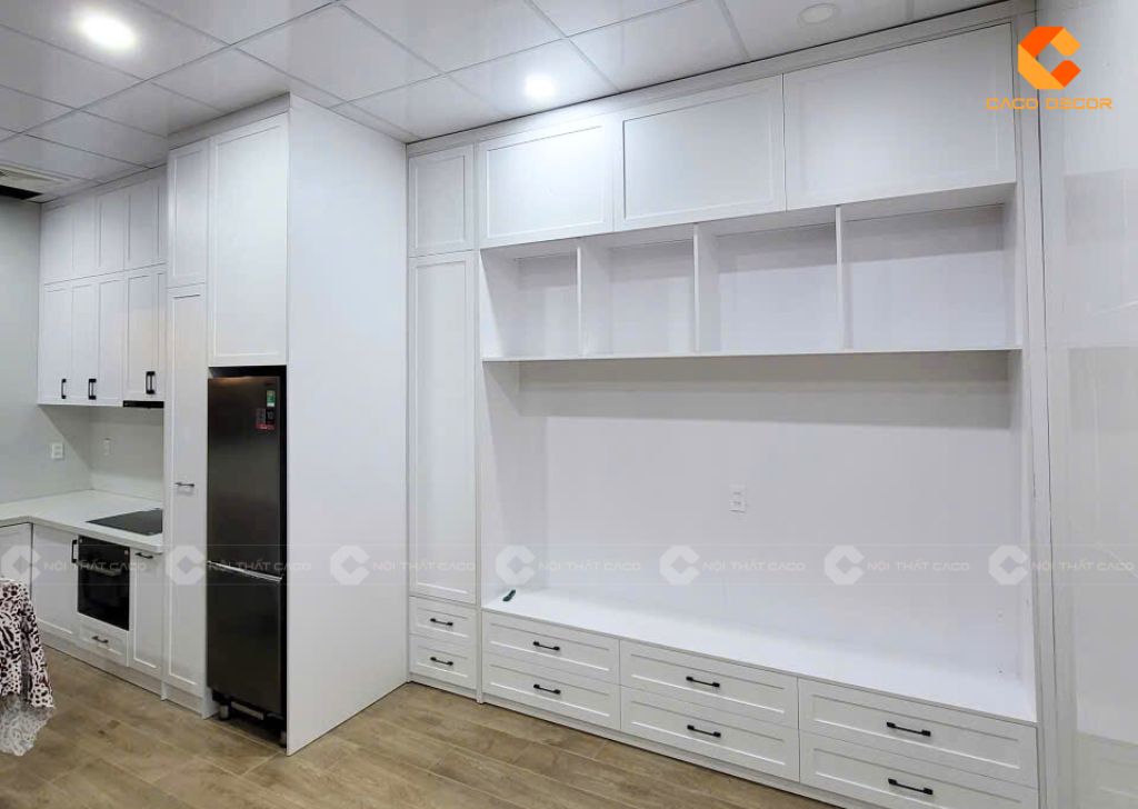 Tủ bếp gỗ công nghiệp TBM117 chụp tại công trình