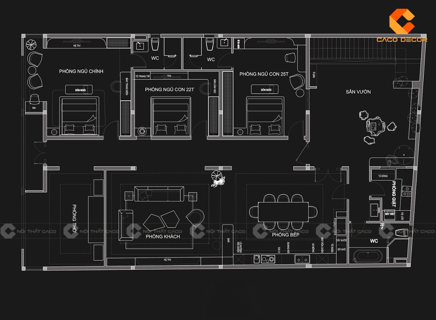Mẫu thiết kế 2D nội thất nhà phố do CaCo thực hiện