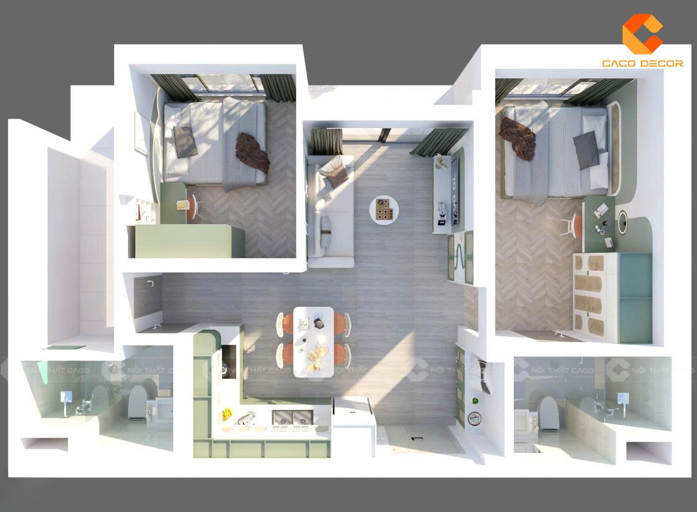 Mẫu thiết kế 3D combo nội thất chung cư