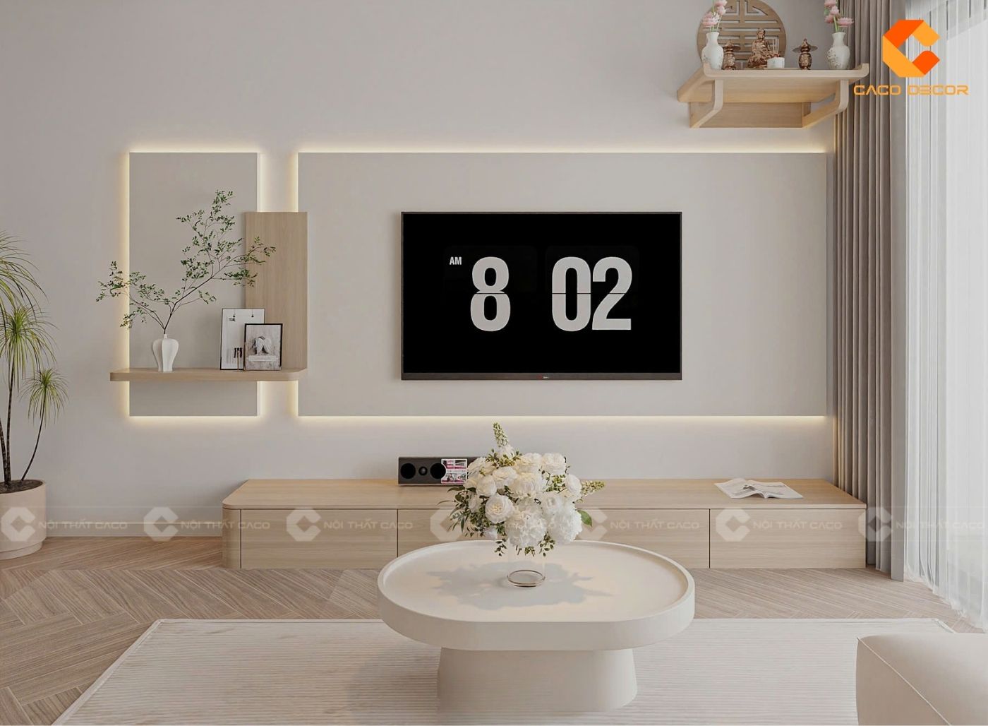 99+ Mẫu Thiết Kế Nội Thất Phòng Khách Đẹp Hiện Đại 2025 3