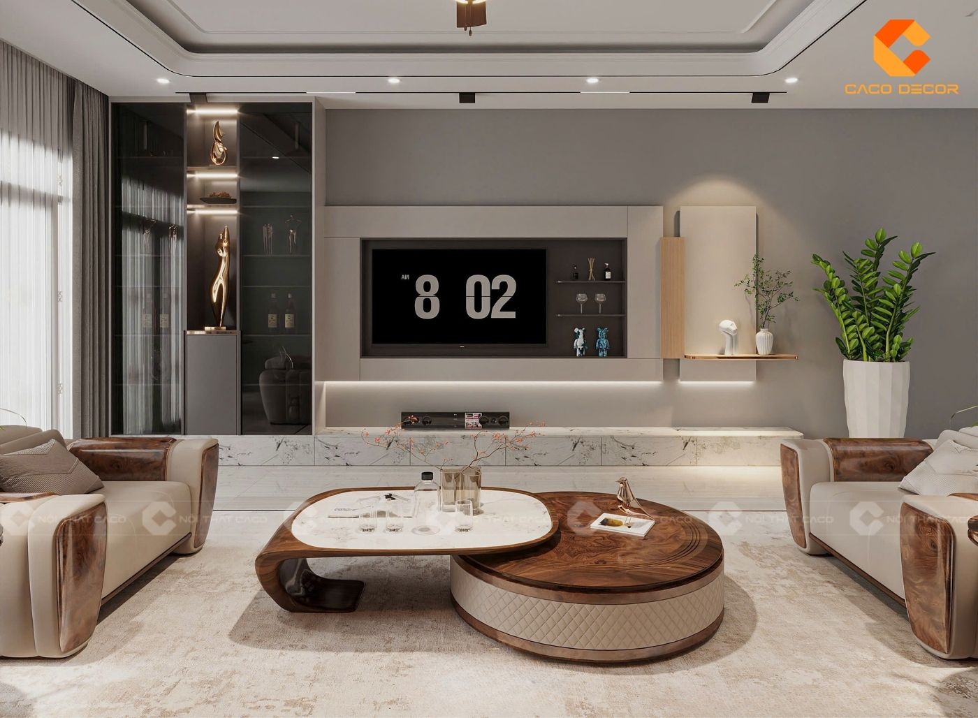 99+ Mẫu Thiết Kế Nội Thất Phòng Khách Đẹp Hiện Đại 2025 1