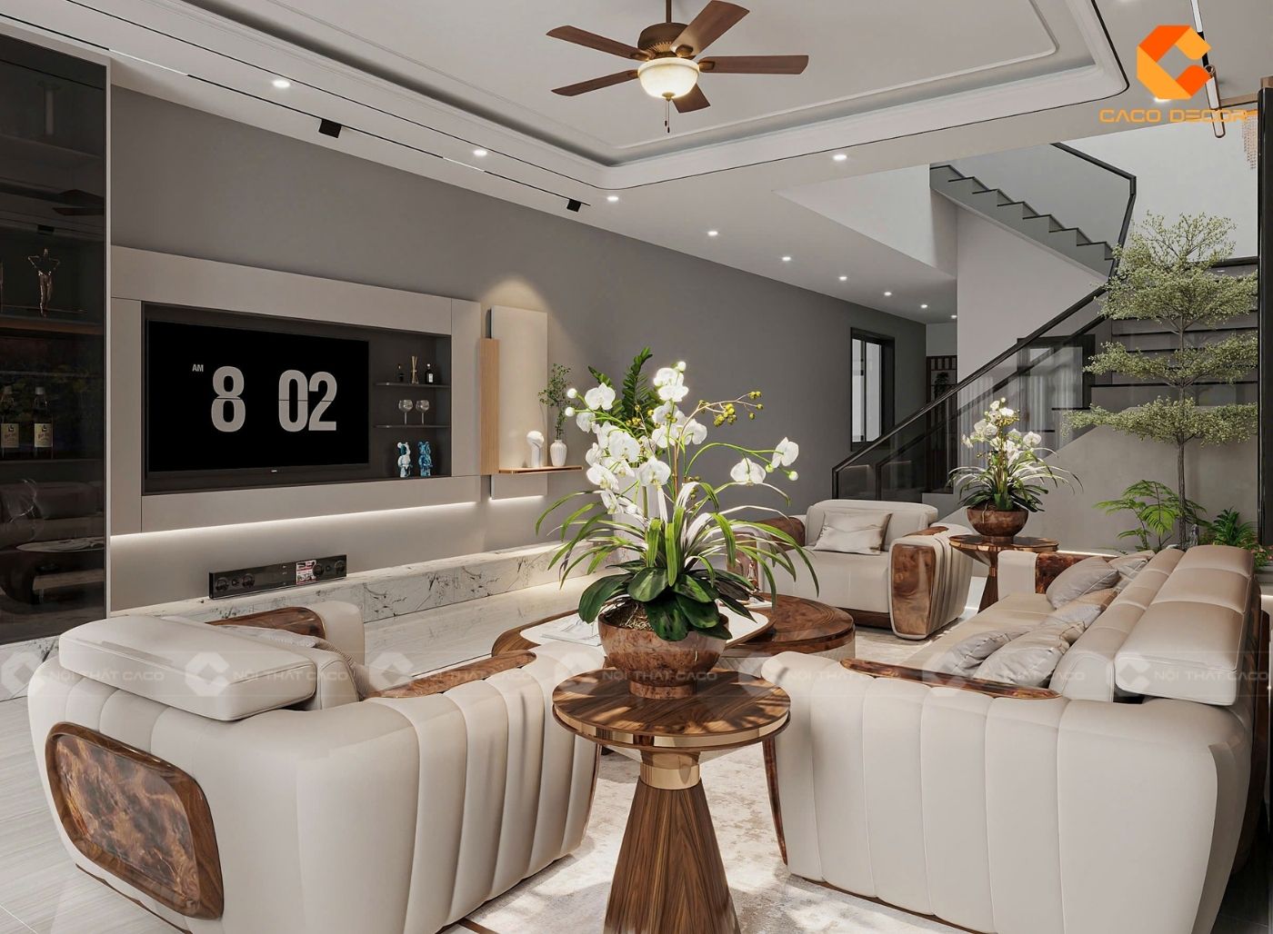 99+ Mẫu Thiết Kế Nội Thất Phòng Khách Đẹp Hiện Đại 2025 4