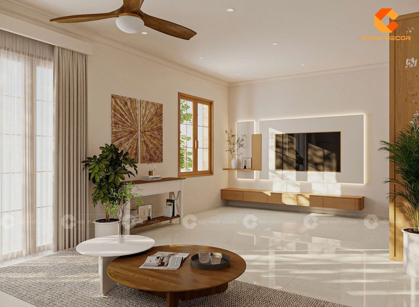 99+ Mẫu Thiết Kế Nội Thất Phòng Khách Đẹp Hiện Đại 2025 3