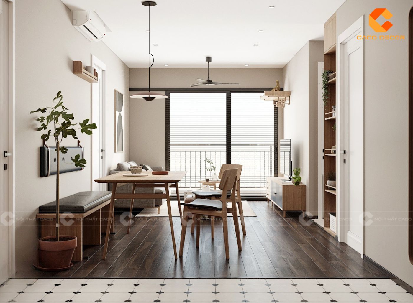 Thiết kế nội thất phòng khách phong cách tối giản