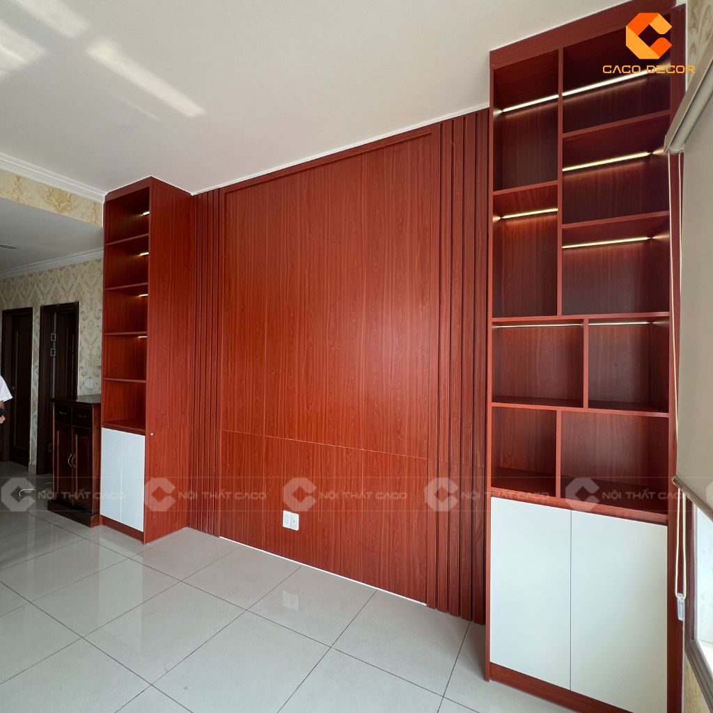 Hình thực tế vách trang trí bàn giao tại công trình