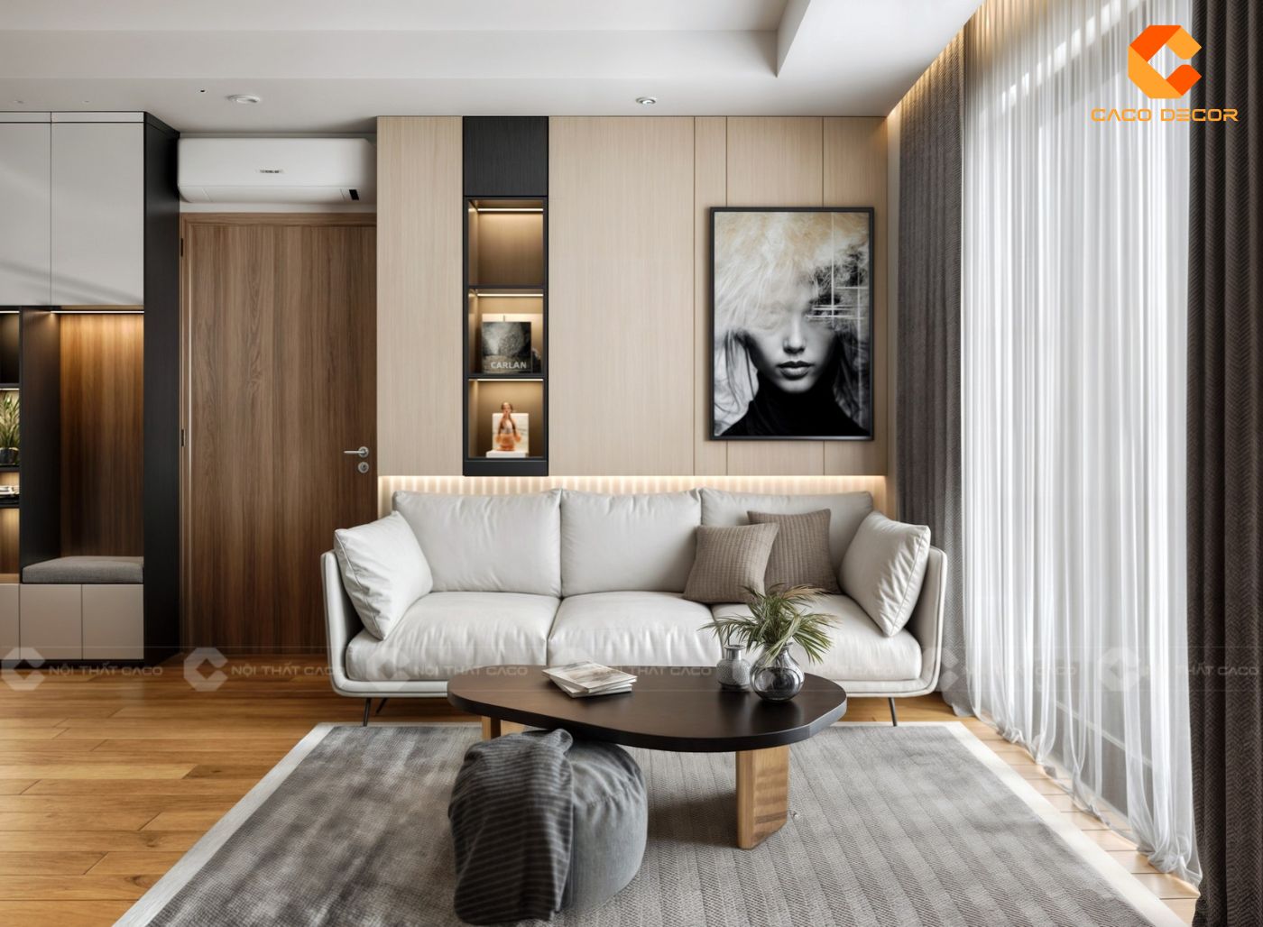 Phòng khách chung cư với bộ sofa cao cấp êm ái