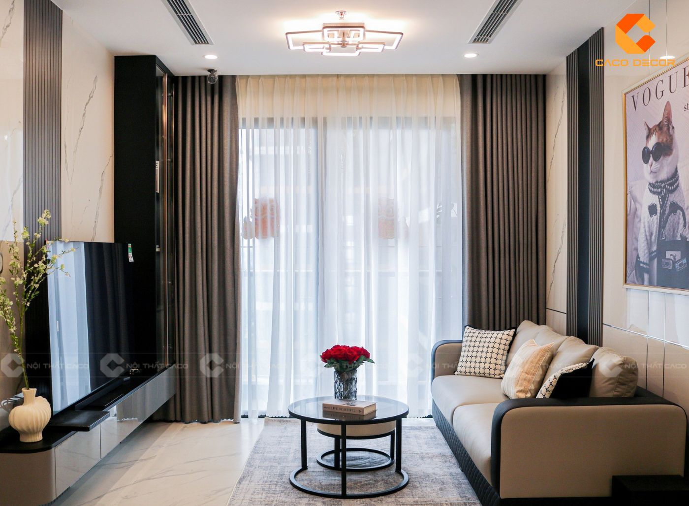 Phòng khách chung cư nhỏ hẹp bố trí nội thất thông minh