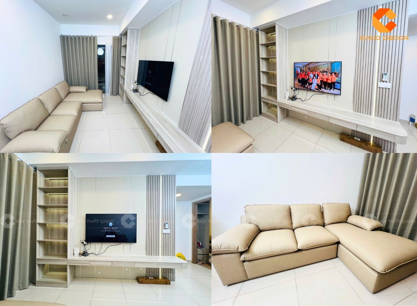 Thi công nội thất phòng khách căn hộ chung cư