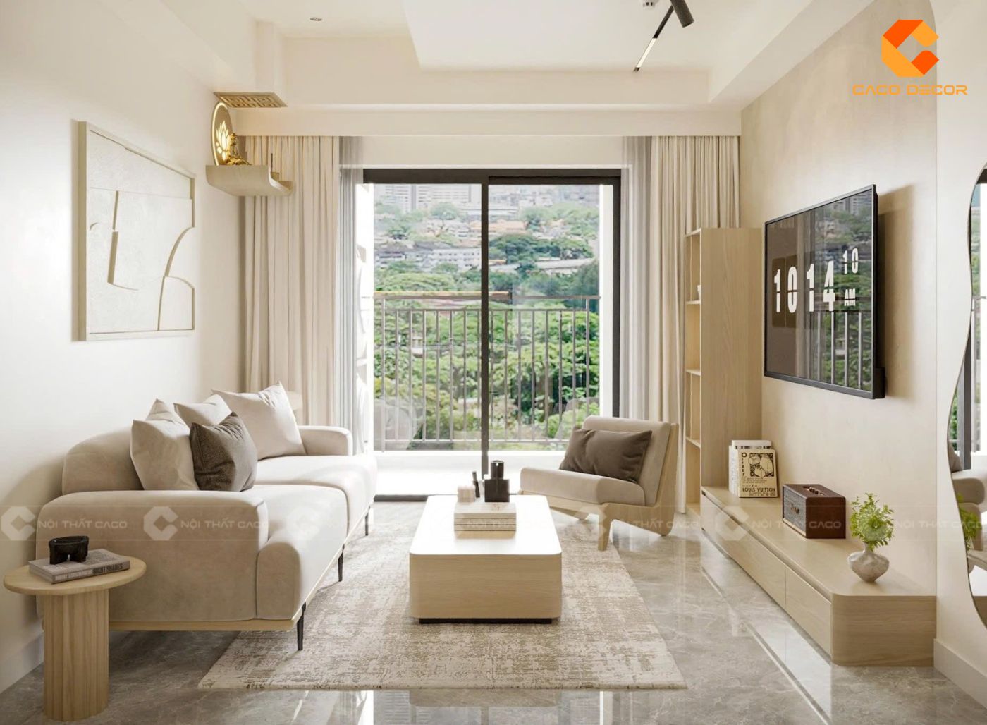 Phòng khách nội thất nhà phố phong cách hiện đại