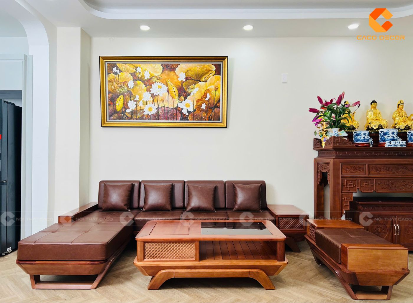 Bộ bàn ghế sofa và bàn trà gỗ tự nhiên bền đẹp